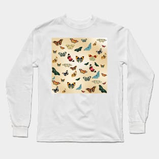 Vintage Butterfly Pattern Long Sleeve T-Shirt